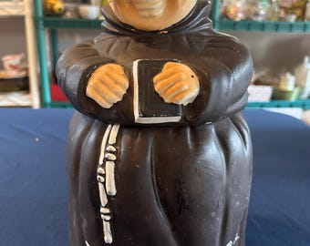 Vintage Twin Winton Friar Monk Cookie Jar 1960 “Thou Shalt Not Steal” 12"