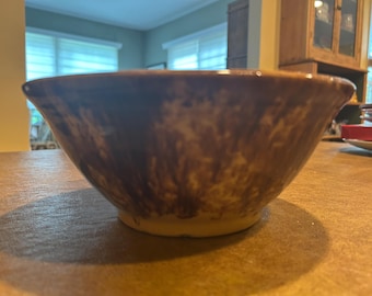 Antique Yellowware  Spongeware Bowl Rockingham Style Glaze