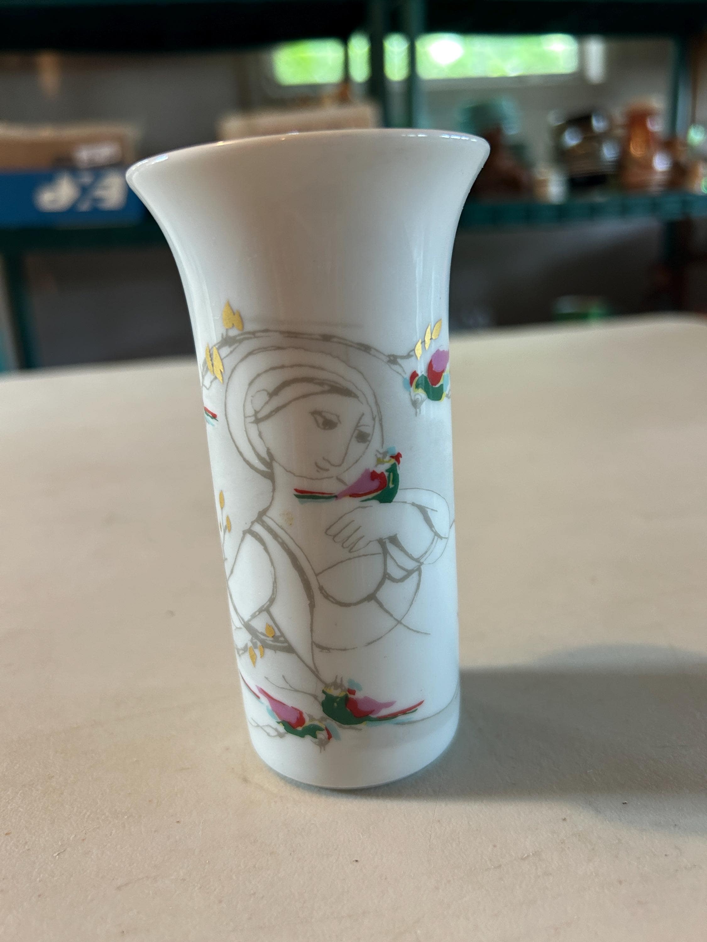 Rosenthal × Bjorn Wiinblad 花瓶 Bjorn Wiinblad for Rosenthal White Bisque Flower Relief Vase