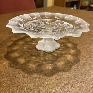 Vintage Mikasa Crystal Bon Bon or Cake Stand Footed Silent Night Pattern