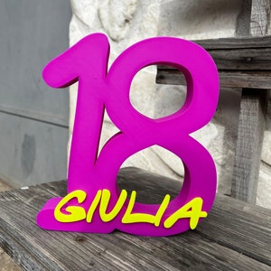Scritta 3D, Numero personalizzato stampato in 3D con numero Grande, , Nome per evento, festa, compleanno, battesimo, cresima, 18 anni