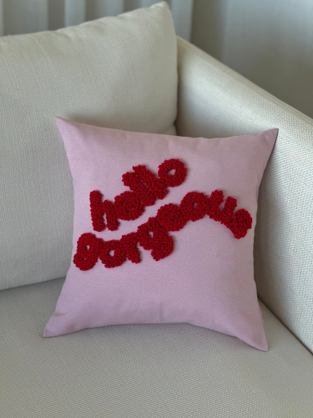 Hello Gorgeous Quote Punch Needle Pillow,embroidery Cushion Cover ...