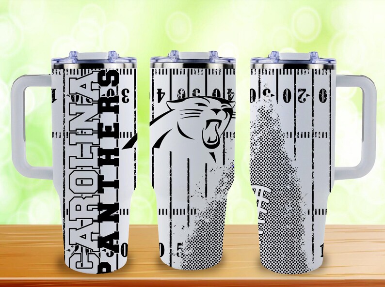 Vaso Stanley de 40 oz con grabado inspirado en la NFL / Copa Stanley deportiva personalizada / Artículos para beber para el día del partido Carolina