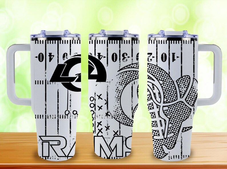 Vaso Stanley de 40 oz con grabado inspirado en la NFL / Copa Stanley deportiva personalizada / Artículos para beber para el día del partido LA Rams
