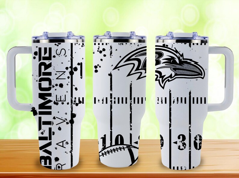 Vaso Stanley de 40 oz con grabado inspirado en la NFL / Copa Stanley deportiva personalizada / Artículos para beber para el día del partido Baltimore