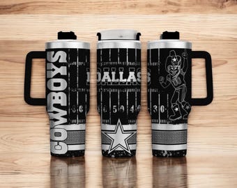 Laser Engraved COWBOYS 40oz Tumbler, Dallas Cowboy  Tumbler Wrap