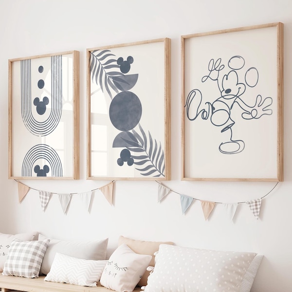 Mickey Wall Art, Boho Mickey Set of 3  (Digital Download)