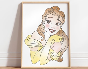 Princess Watercolor Sketch Art Print (Digital Download)