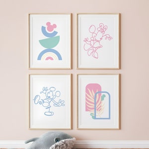 Mickey Wall Art, Mickey Wall Decor, Mickey Set of 4, Playroom Wall Art, Nursery Wall Art
