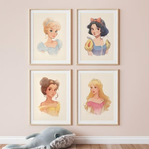 Watercolor Princess Art Prints: Nursery Decor (Digital File)