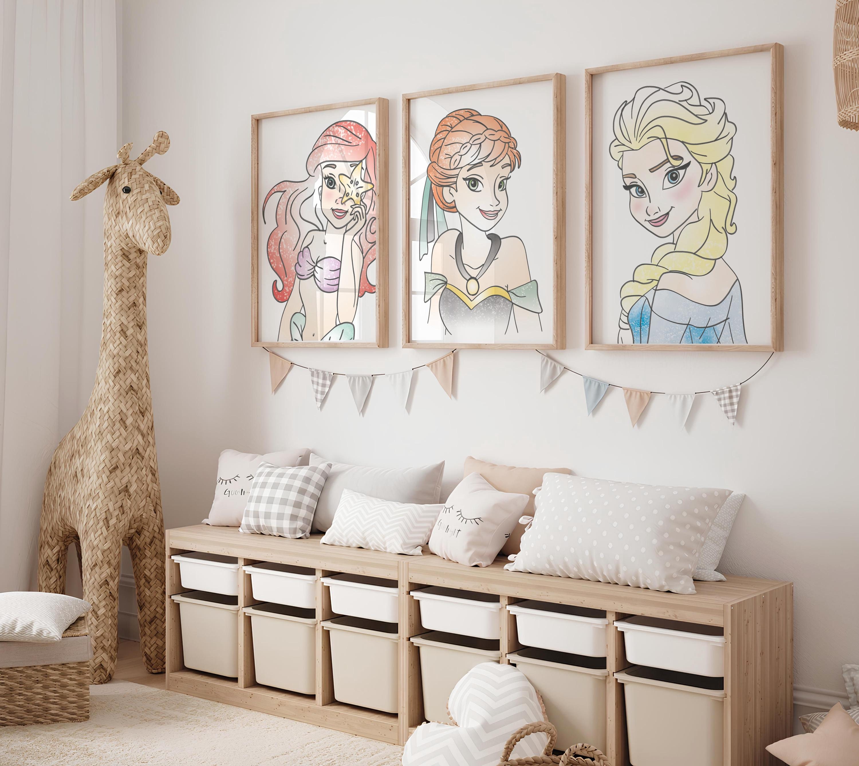 Choisissez 3 impressions d'art princesse : esquisse d'une décoration murale pour chambre d'enfant (téléchargement numérique)