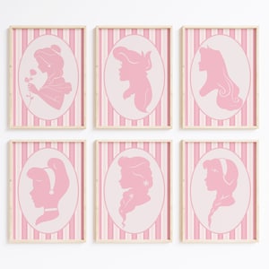 Rosa prinsesskonsttryck: Barnrumsdekor, set med 8 (digital nedladdning)