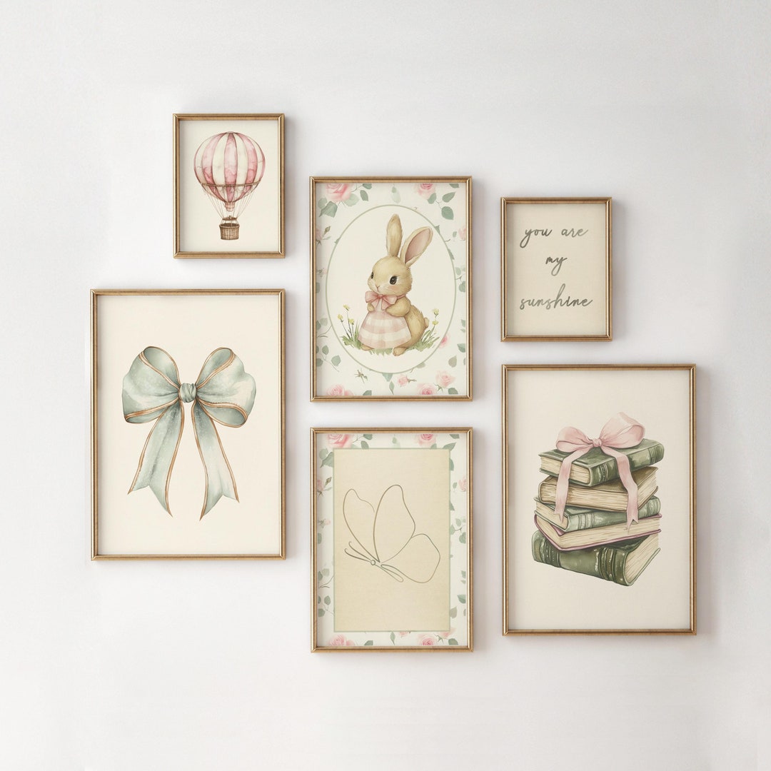 Vintage Nursery Wall Art, Baby Girl Nursery Wall Art, Vintage Kids Wall ...