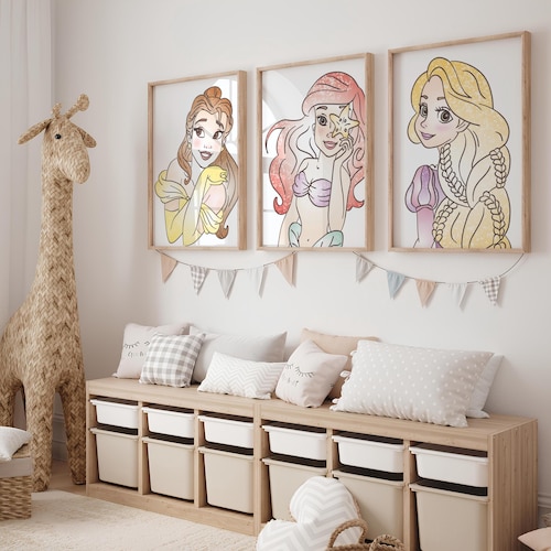 Pick 3 Princess Sketches, Princess Wall Art, Girl Nursery Decor (Digital Download)