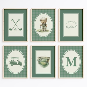 Golf Nursery Wall Art: Vintage Golfer Bear Print (Digital Download