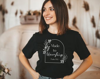 Maglietta Made to Worship, Maglietta per il culto, Maglietta per la chiesa, Maglietta della fede, Abbigliamento religioso, Maglietta grafica cristiana, Maglietta cristiana taglie forti