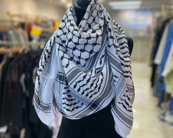 Traditioneller palästinensischer Schal Keffiyeh / Hatta / Kopfbedeckung. 100 % Baumwolle Kuffiyeh, Shemagh, 52 Zoll. Arabischer Turban / palästinensische Handarbeit