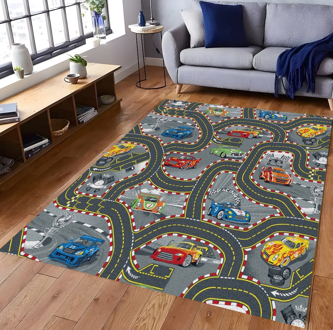 Highway Rug, Car Race Rug, Cars Rug, Cars Themed Rug, Funny Rug