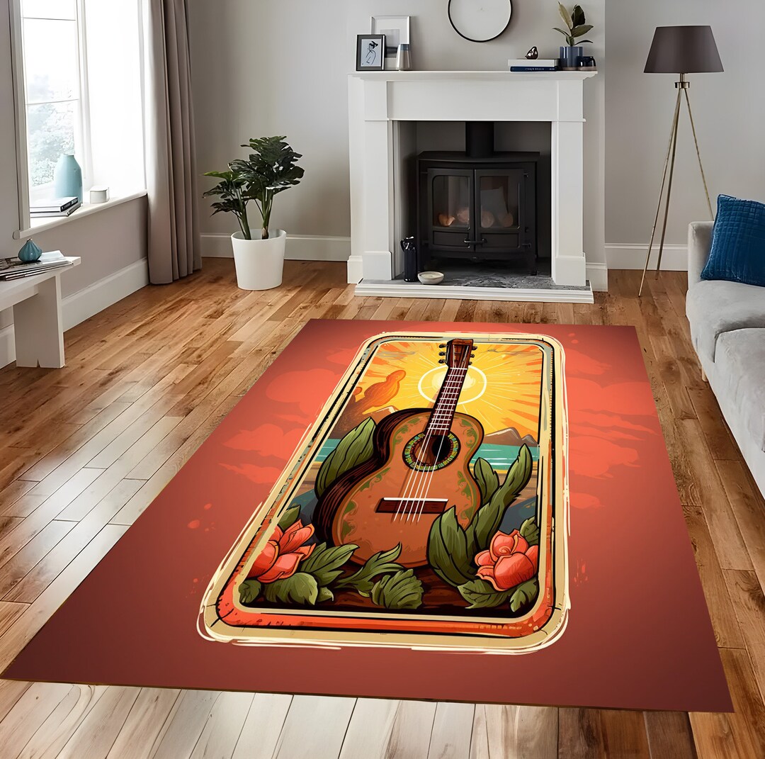 Mexican Style Rug, Mexican Design Rug, Guitar Rug, Music Rug, Music ...