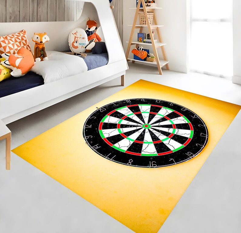 Dart Board Rug, Hoops and Darts, Game Rug, Gamer Rug, Kids Room , Boys