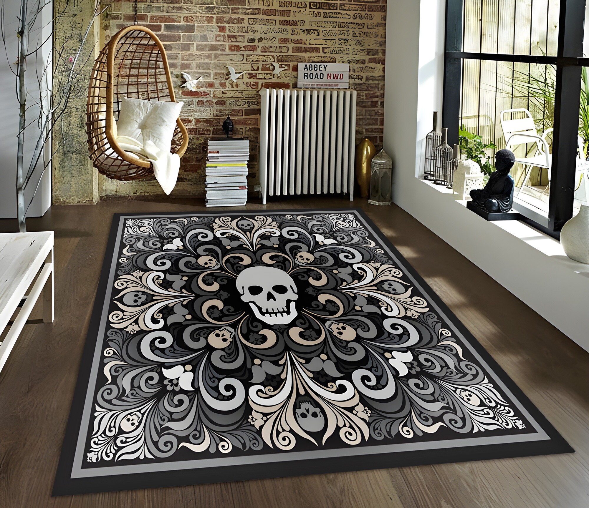 Discover Gothic Decor Rug, Skull Rug, Skull Art, Horror Rug, Pattern Rug, Modern Area Rug, Art Rug, Boys Room Rug, Home Decor, Gift Rug, Living Room