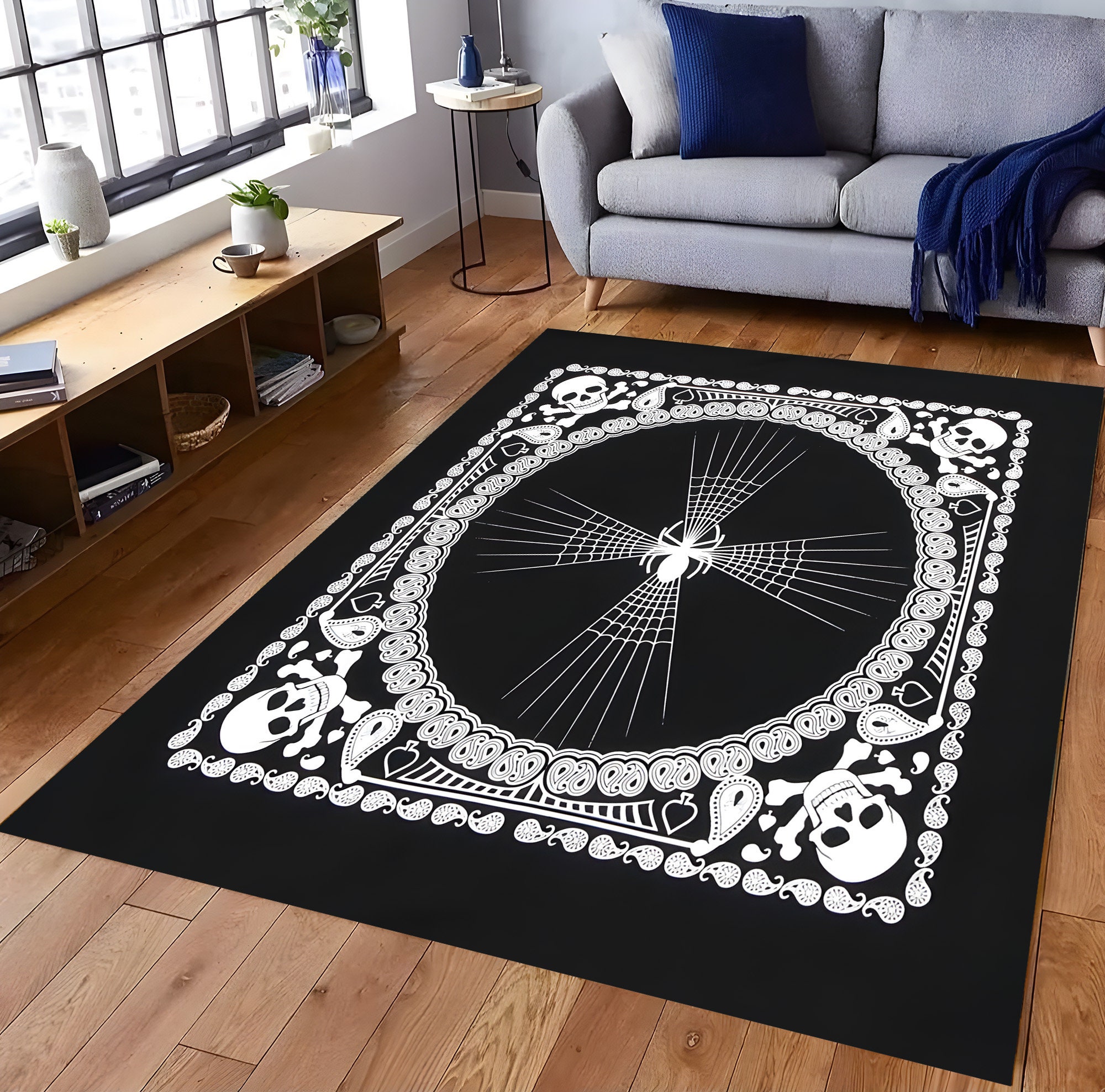 Discover Gothic Decor Rug, Skull Rug, Spiderweb Rug, Spider Rug, Horror Rug, Pattern Rug, Modern Area Rug, Art Rug, Boys Room Rug,Home Decor,Gift Rug