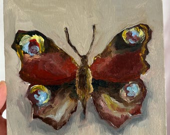 Realistic Butterfly Painting Original Hand Painted Butterfly Oil Painting On Canvas Small Original Oil Art Monarch Mother's Day Gift Ideas