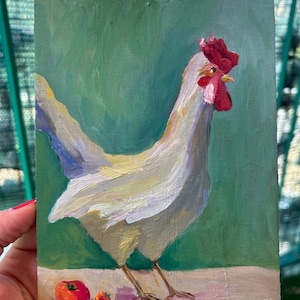 Rooster Painting Original Oil Painting  Rooster  Wall Art Chicken Lover Gift Original Animal Artwork Rooster Semi Abstract