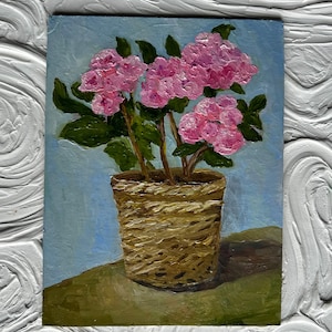 Hortensien Blumen Ölgemälde Rosa Hortensie Original Ölgemälde Hortensien Blumen Wanddekor Blumen Impasto Kunstwerk