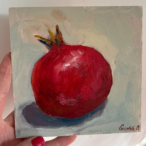 Arte de granada Pintura de granada Pintura con frutas, Bodegón de frutas al óleo, Pintura de frutas, Arte mural de granada 6 por 6