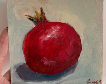 Pomegranate Art Pomegranate Painting Painting With Fruits, Oil Still life Fruit, Fruit Painting, Pomegranate Wall Art  6 by 6