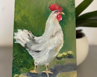 Rooster Painting Chicken Art for Kitchen Rooster Animal Painting Rooster Artwork Bird Rooster Wall Art Chicken Lover Gift Bird Countryside