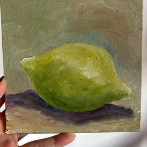 Original Small Lemon Painting Mini Citrus Still Life Art Small Art Dining Room Decor Original Lemon Kitchen Wall Decor 6x6 inch