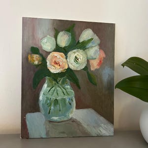 Rosesl Gemälde Floral Original Art Rosen Spatola Pittura Fiori Semi Astratti Rose 9,45 X 11,80 pollici