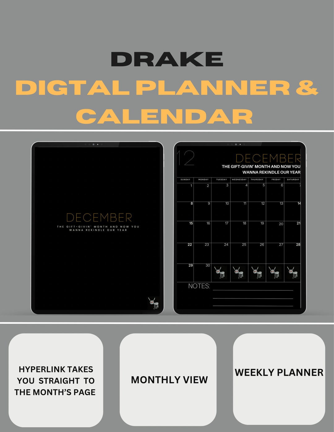 Drake 2024 Planner Drake 2024 Calendar Digital Drake Planner for All