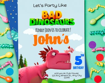 T-Rex Invitation, Dinosaur Birthday Invitation, T Rex 5th Birthday Invitation, Birthday Invitation , Editable