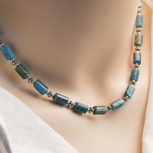 Collier apatite et acier inoxydable, collier élégant, collier apatite