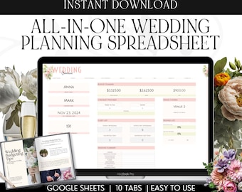 Wedding Planning Spreadsheet, Budget & Itinerary Tracker (Google Sheets, Digital Download)