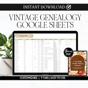 Genealogy Google Sheet, Ancestor Profile Template For Genealogy Research Ancestry, Family History, Printable Checklists Worksheet And Forms