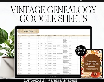Genealogy Google Sheet, Ancestor Profile Template For Genealogy Research Ancestry, Family History, Printable Checklists Worksheet And Forms