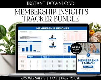 Membership Launch Planner & Tracker: Google Sheets, Canva (Digital Download)