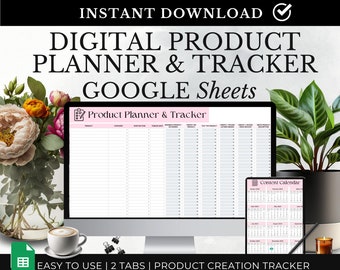 Digital Product Planner Google Sheets: Task List, Inventory Tracker (Digital Download)