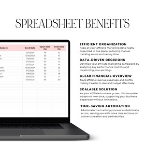 Google Sheets screenshot of the Ultimate Affiliate Marketing Spreadsheet, featuring tabs like Commission Tracker, Expenses Tracker, Affiliate Partners, ad campaign tracker spreadsheet designed to help marketers track earnings and optimize campaigns.