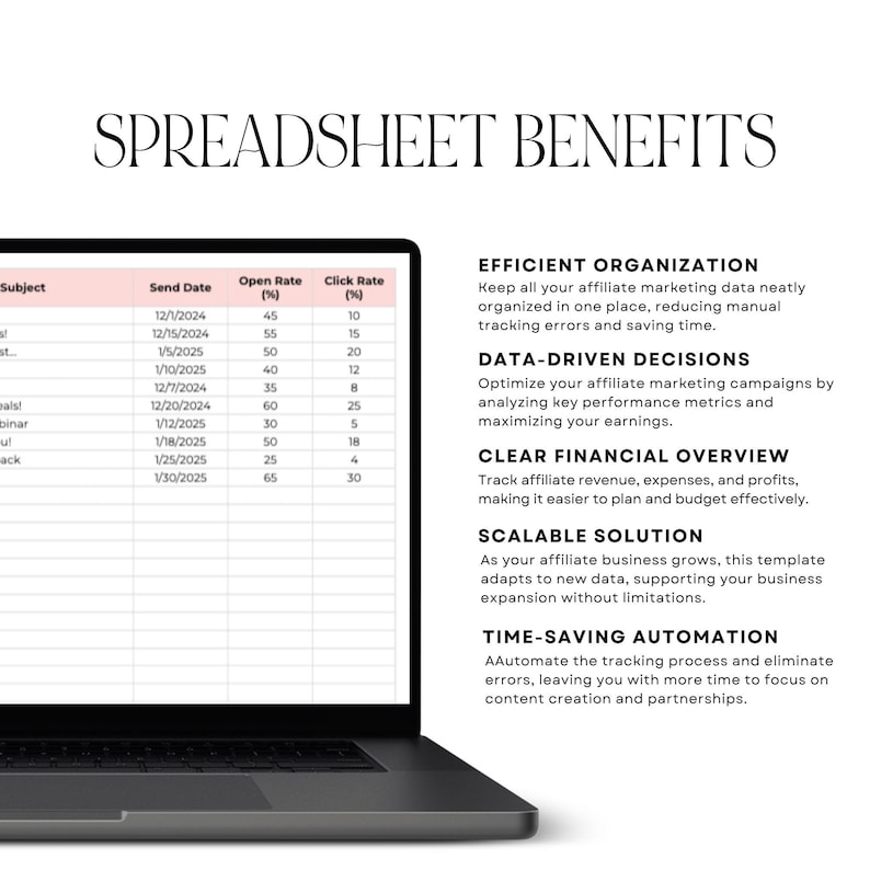 Google Sheets screenshot of the Ultimate Affiliate Marketing Spreadsheet, featuring tabs like Commission Tracker, Expenses Tracker, Affiliate Partners, ad campaign tracker spreadsheet designed to help marketers track earnings and optimize campaigns.