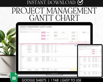 Gantt Chart Project Planner, Google Sheets Template (Digital Download)