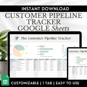 Crm Google Sheets Template, Small Business Client Pipeline, Client Tracker Spreadsheet, Customer List, Sales Pipeline, Client Management