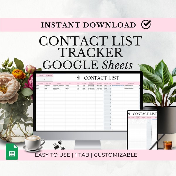 Google Sheets Contact List | Info Tracker | Sales Lead Management Tracker Template | Client List | Lead Tracker With Ad Spend Spreadsheet