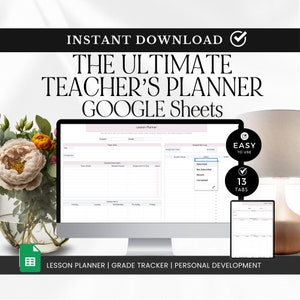 Digital Teacher Planner Google Sheets, Attendance Tracker, Lesson Planner, Lesson Plan, Homeschool Weekly Lesson Planning Checklist Template