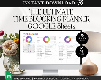 Time Blocking Google Sheets, Daily Schedule Planner (Digital Download)