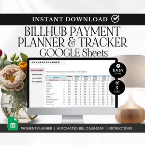 Bill Payment Tracker, Google Sheets Bill Calendar, Subscription Tracker, Finance Expense Spreadsheet Template, Monthly Bill Planner